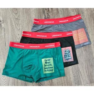 New 3 Pair Boys Mens Teen Underwear Bikini Boxer Briefs Sarcastic Sayings Sz 16Y